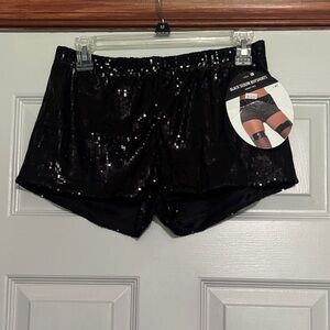 Black Sequin Women's Shorts
